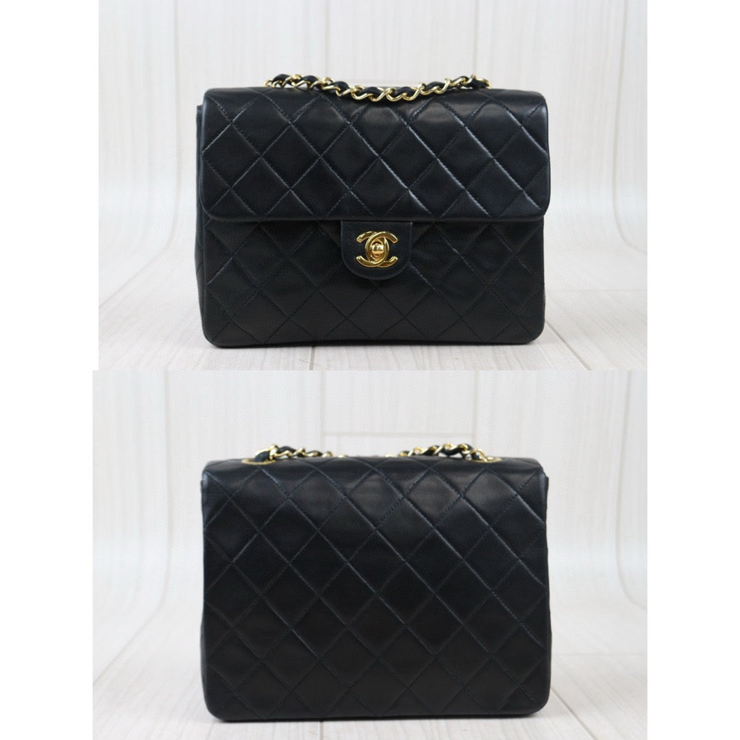 Good ( Rank AB)｜ CHANEL Black Lanbskin Square 20 Shoulder Bag Made In 1989～1991Year ｜W24080701