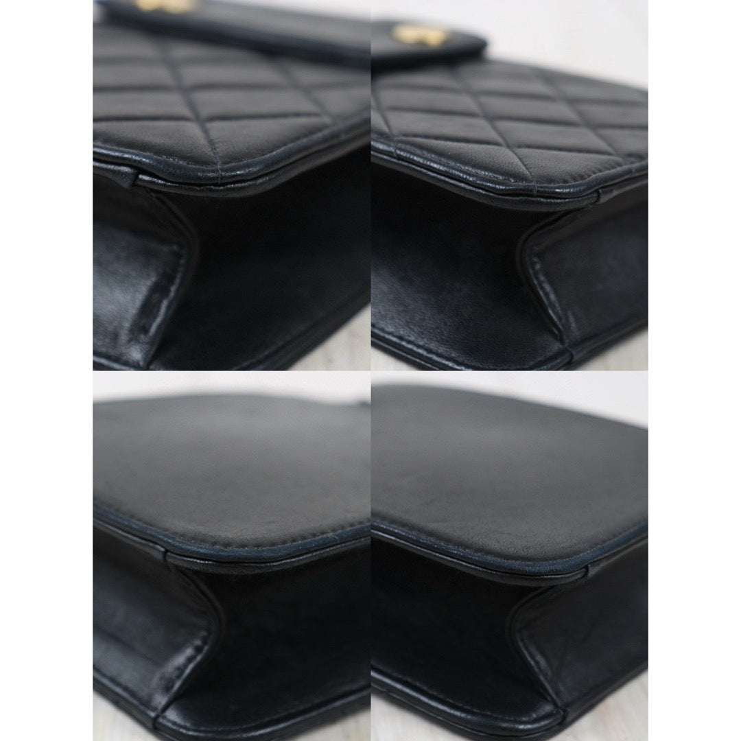 Good ( Rank AB)｜ CHANEL Black Lanbskin Phone Pochette Made In 1996～1997Year ｜W24080702