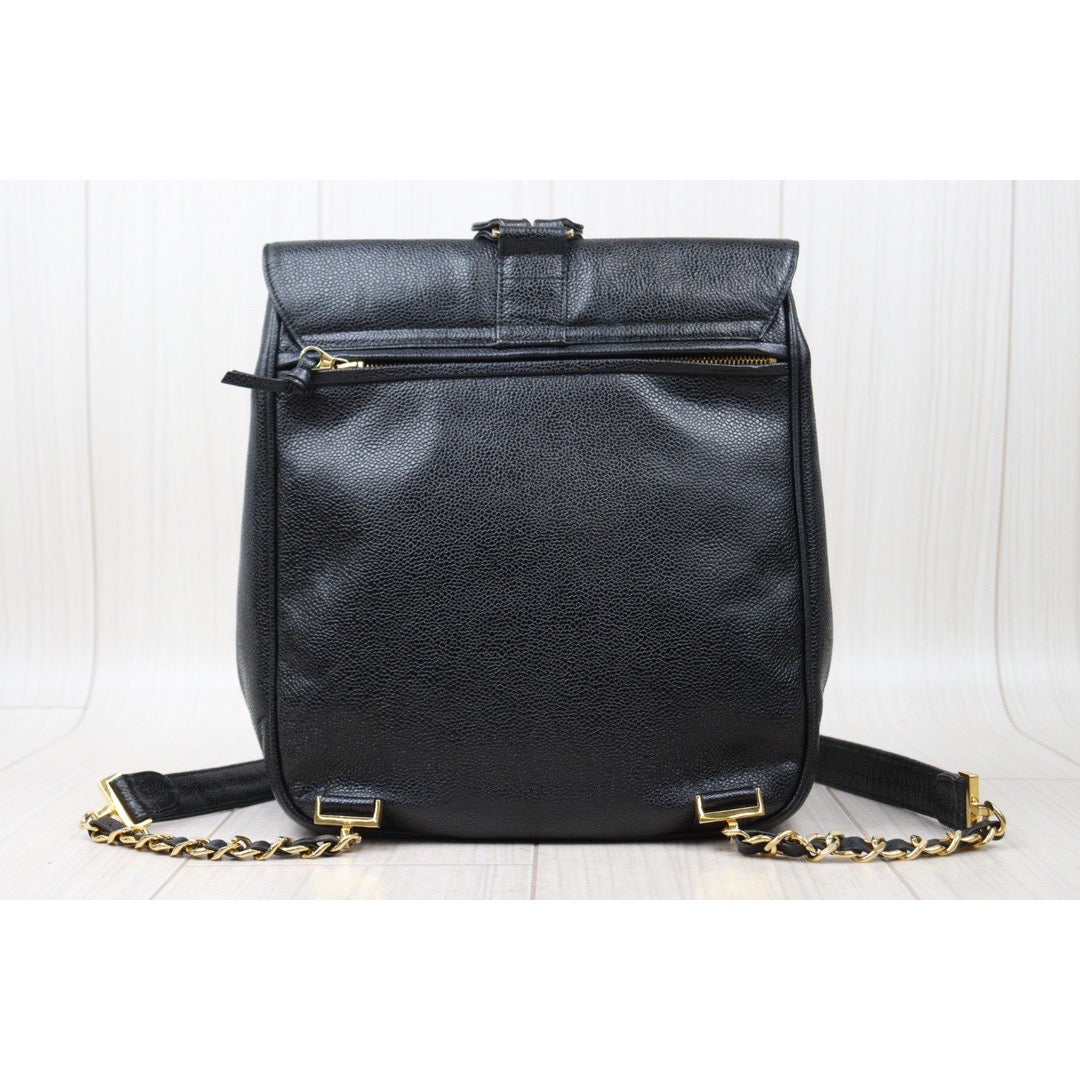 Rank A｜ CHANEL Caviar Skin  Backpack Gold Hardware Made in 1996-1997 Year ｜A24060501