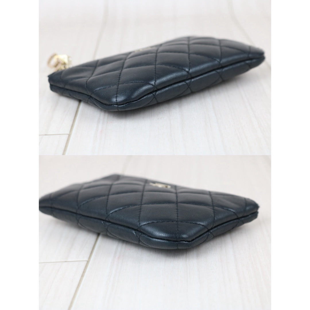 Include Entrupy Certificate of Authenticity｜Very Good ( Rank A)｜CHANEL Lamb Skin Lucky Charm Black Classic Mini Pouch Made In 2016-2017Year｜S26060114