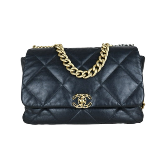 Very Good ( Rank A) ｜ CHANEL Lamb Skin Chain Single Flap 19 Maxi Shoulder Bag Black Made in 2020-2021Year｜ B25012203