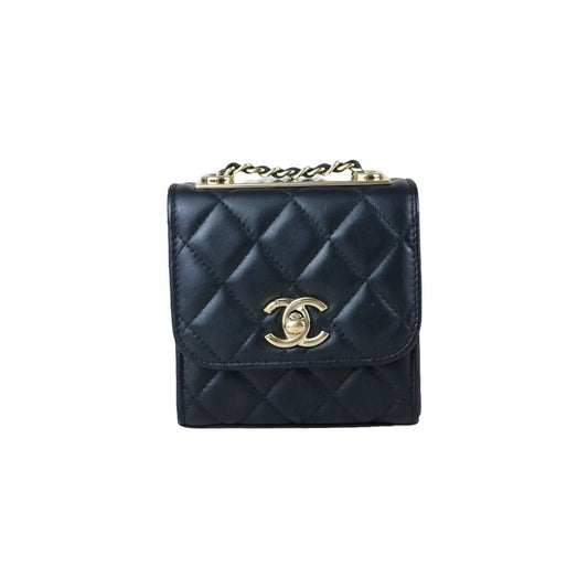 Include Entrupy Certificate of Authenticity｜Very Good ( Rank A)｜ CHANEL Matelasse Chain Lamb Skin Trandy CC mini Box Black Made In 2021-2022Year ｜S26060113