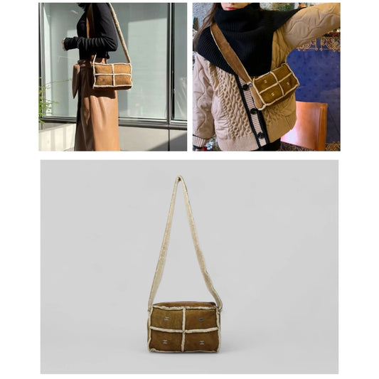 Good ( Rank AB)｜ CHANEL Suede Teddy Wool Shoulder Bag Brown Made In 2000-2002Year｜25051323