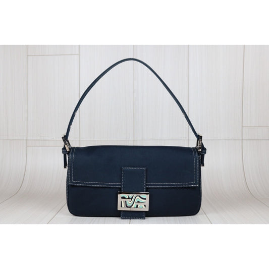 Rank A ｜  FENDI Denim Baguette Shoulder Bag  ｜S24052305