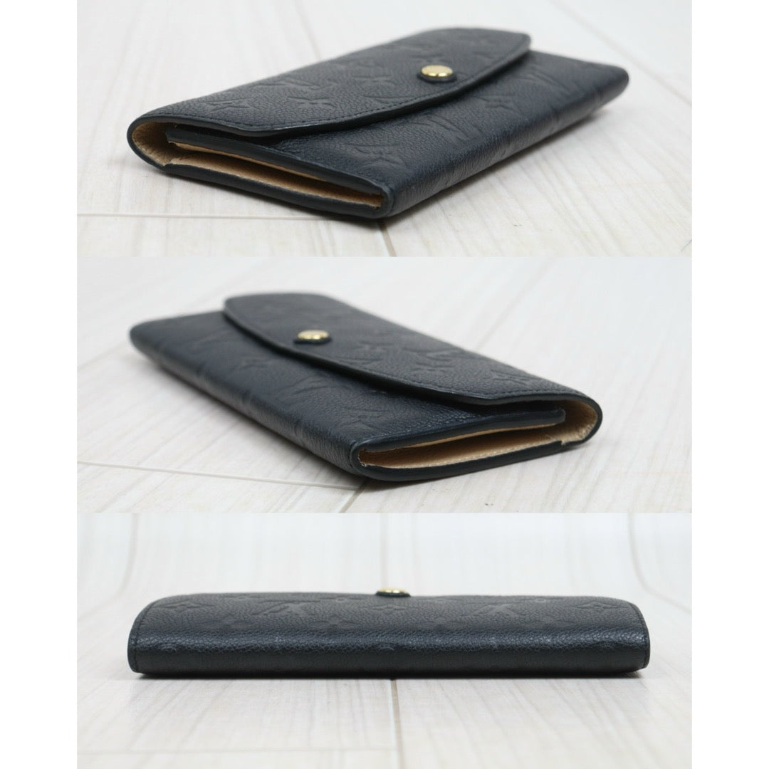 Include Entrupy Certificate of Authenticity｜Good ( Rank AB)｜ Louis Vuitton Monogram Empreinte Emilie Long Wallet Black｜26051402