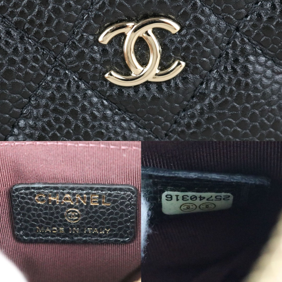 Excellent（Rank SA）｜CHANEL Caviar Skin Calf Leather Card Holder Black ｜X25082804