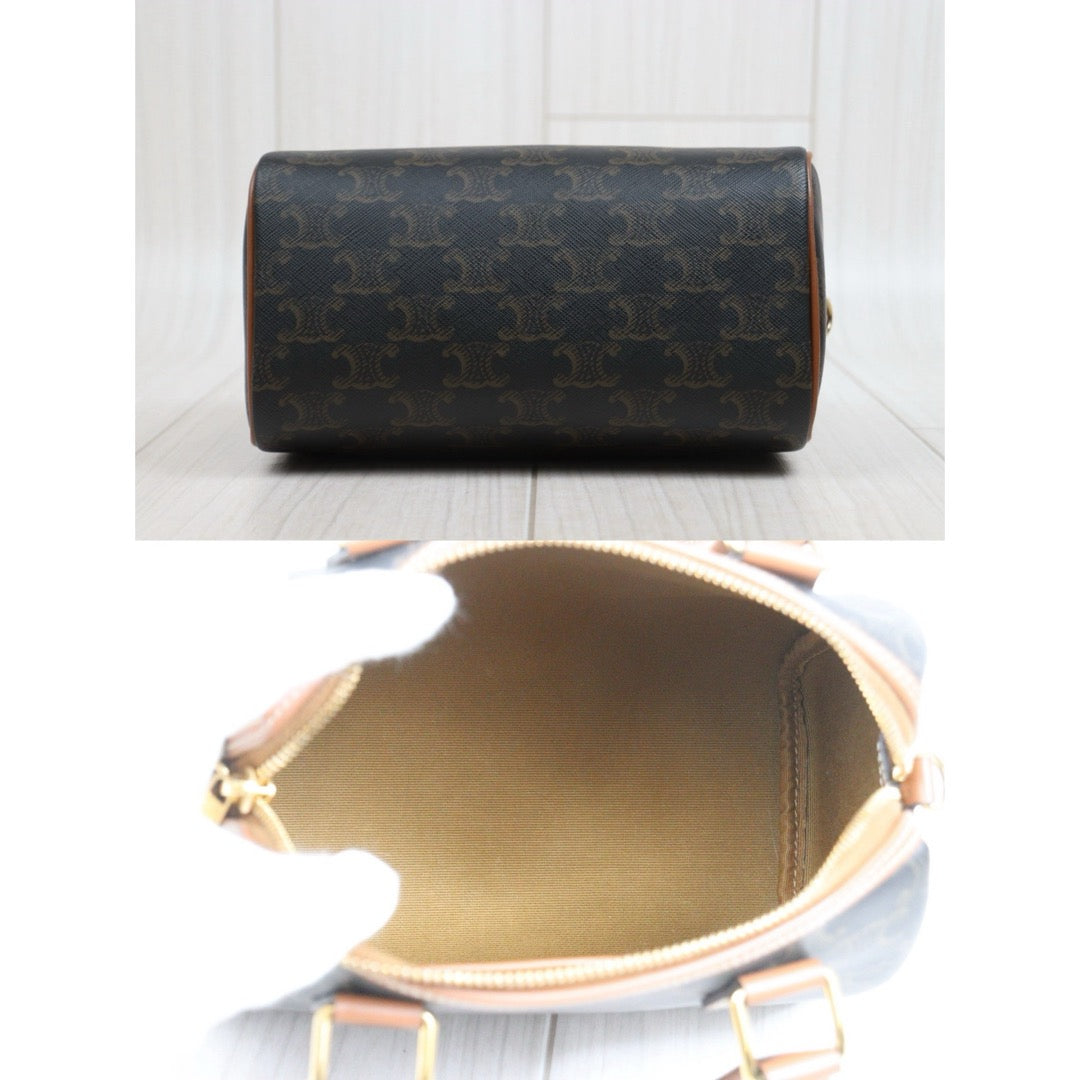 Include Entrupy Certificate of Authenticity｜Very Good ( Rank A)｜ CELINE Macadam Triomphe Poston PM Handbag Bag With Shoulder Strap ｜26060101