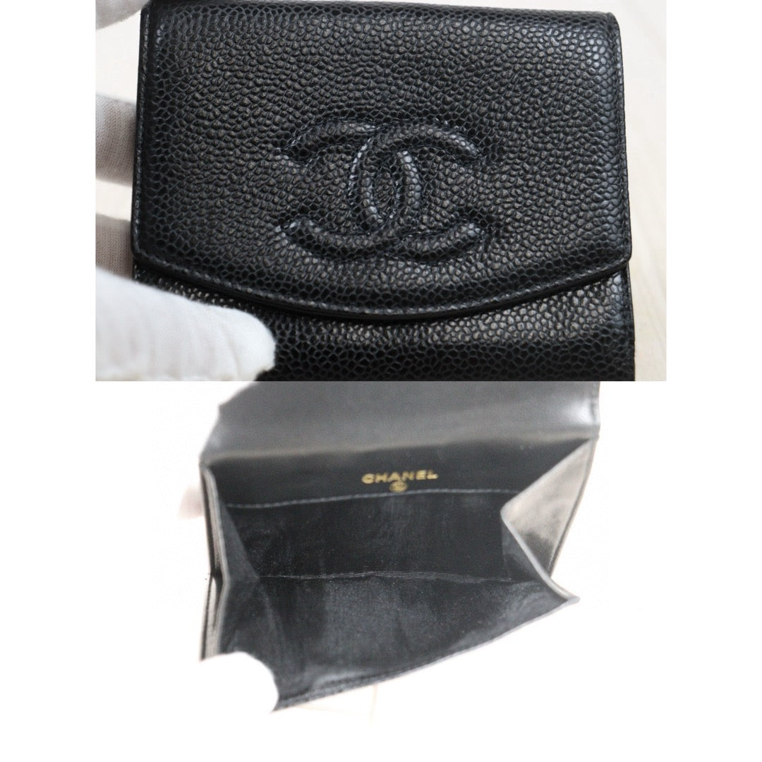 Very Good ( Rank A)｜CHANEL Caviar Skin Black  Wallet Made In 2003-2004 Year｜V24111410