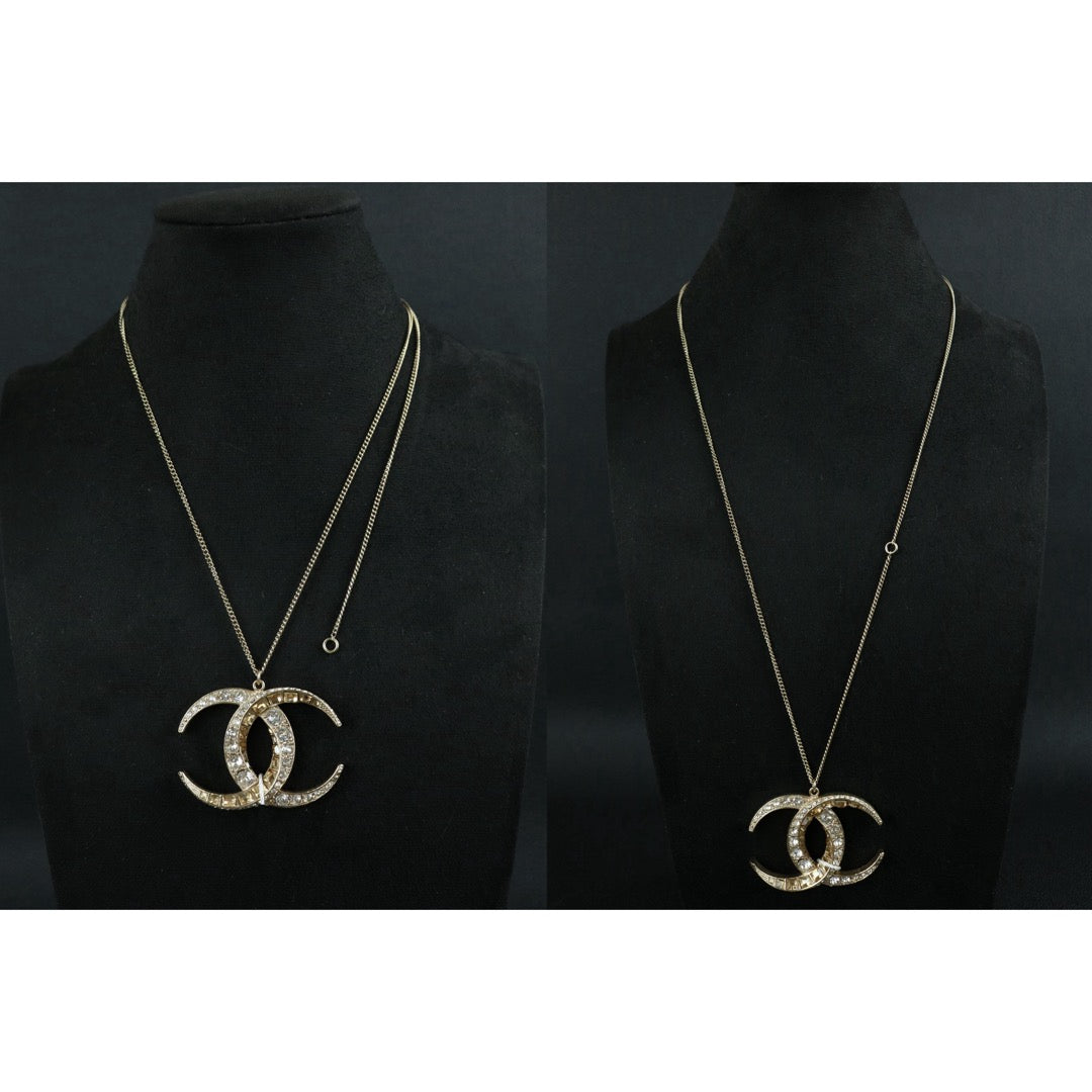 Include Authentic Detective Certificate of Authenticity｜Very Good ( Rank A) ｜CHANEL B15C COCO Mark Rhinestone Golden Necklace  Made In 2015Year｜S26050709