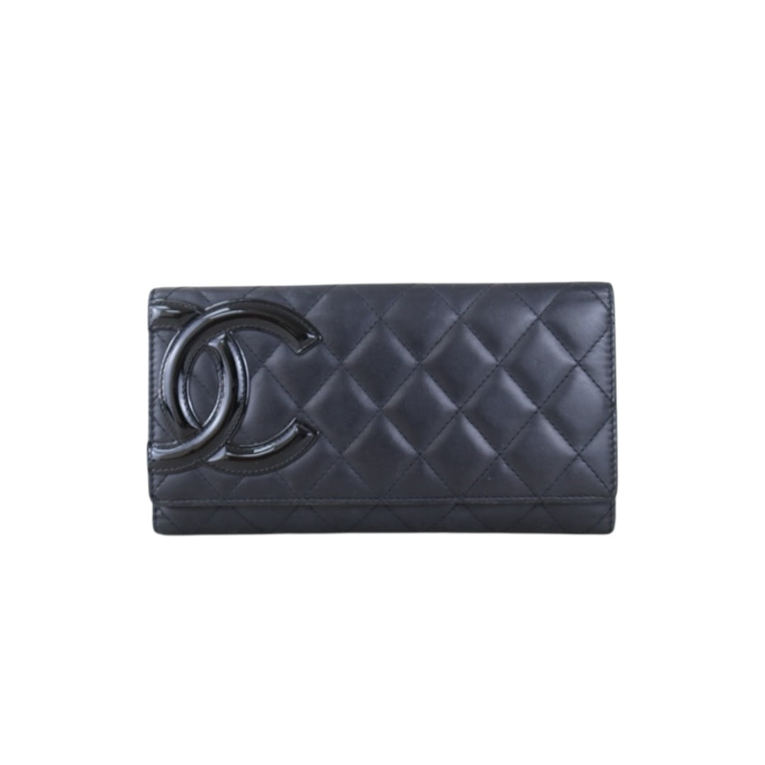 Include Entrupy Certificate of Authenticity｜Good ( Rank AB) ｜ CHANEL Cambon Long Wallet Black Made In 2013-2014 Year｜Z26101102