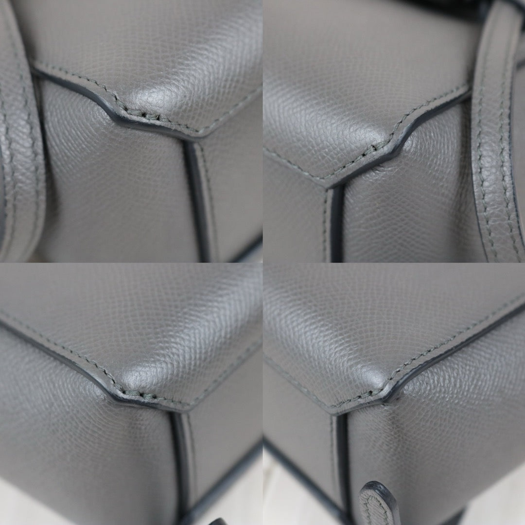 Include Entrupy Certificate of Authenticity｜Very Good ( Rank A)｜CELINE Calf Leather Belt Pico Handbag Shoulder Bag Etoupe Gray｜X26100714