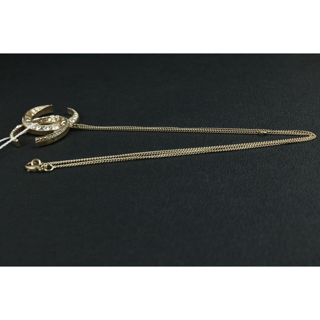 Include Authentic Detective Certificate of Authenticity｜Very Good ( Rank A) ｜CHANEL B15C COCO Mark Rhinestone Golden Necklace  Made In 2015Year｜S26050709