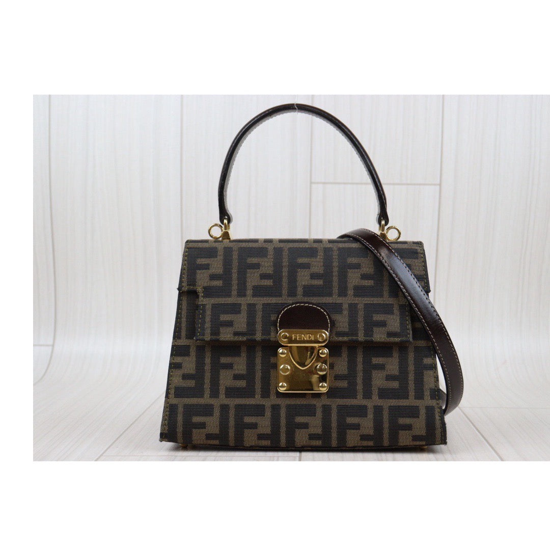 Rank AB ｜ FENDI Zucca PM HandBag With Shoulderstrap｜24012922