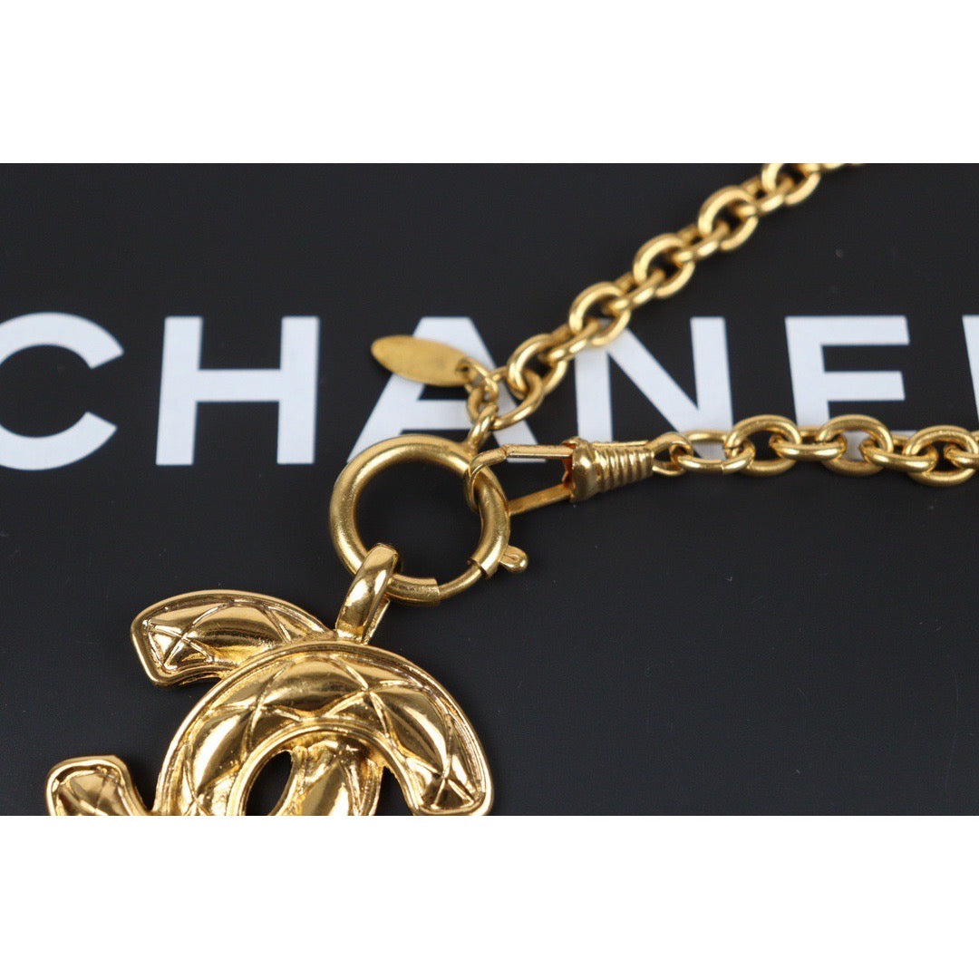 Rank A ｜ CHANEL Coco Mark 24K Gold Plated Necklace｜24021528