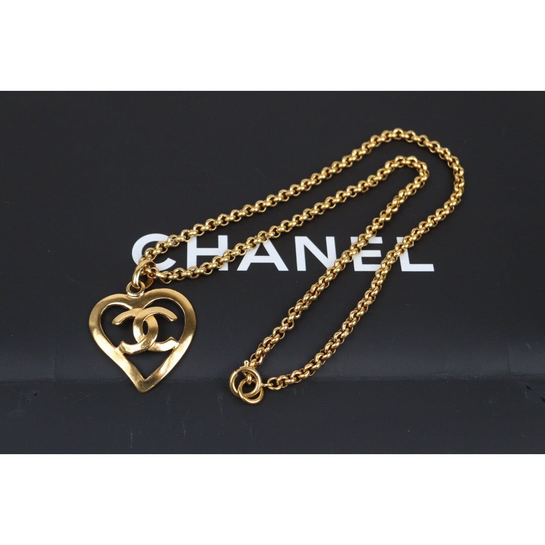 CHANEL C23K COCO Mark Rhinestone Pearl Long Chain Necklace Pendant accessories White gold