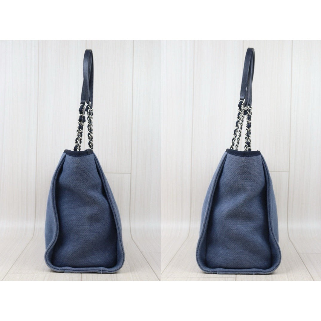 Good ( Rank AB)｜ CHANEL Canvas Tote Bag Blue  Made In 2012 Year｜P24092403