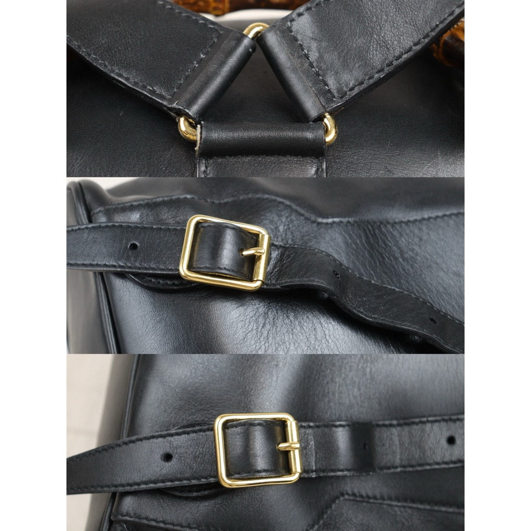 Very Good ( Rank A) ｜GUCCI Bamboo Leather GM Backpack Black｜25042120