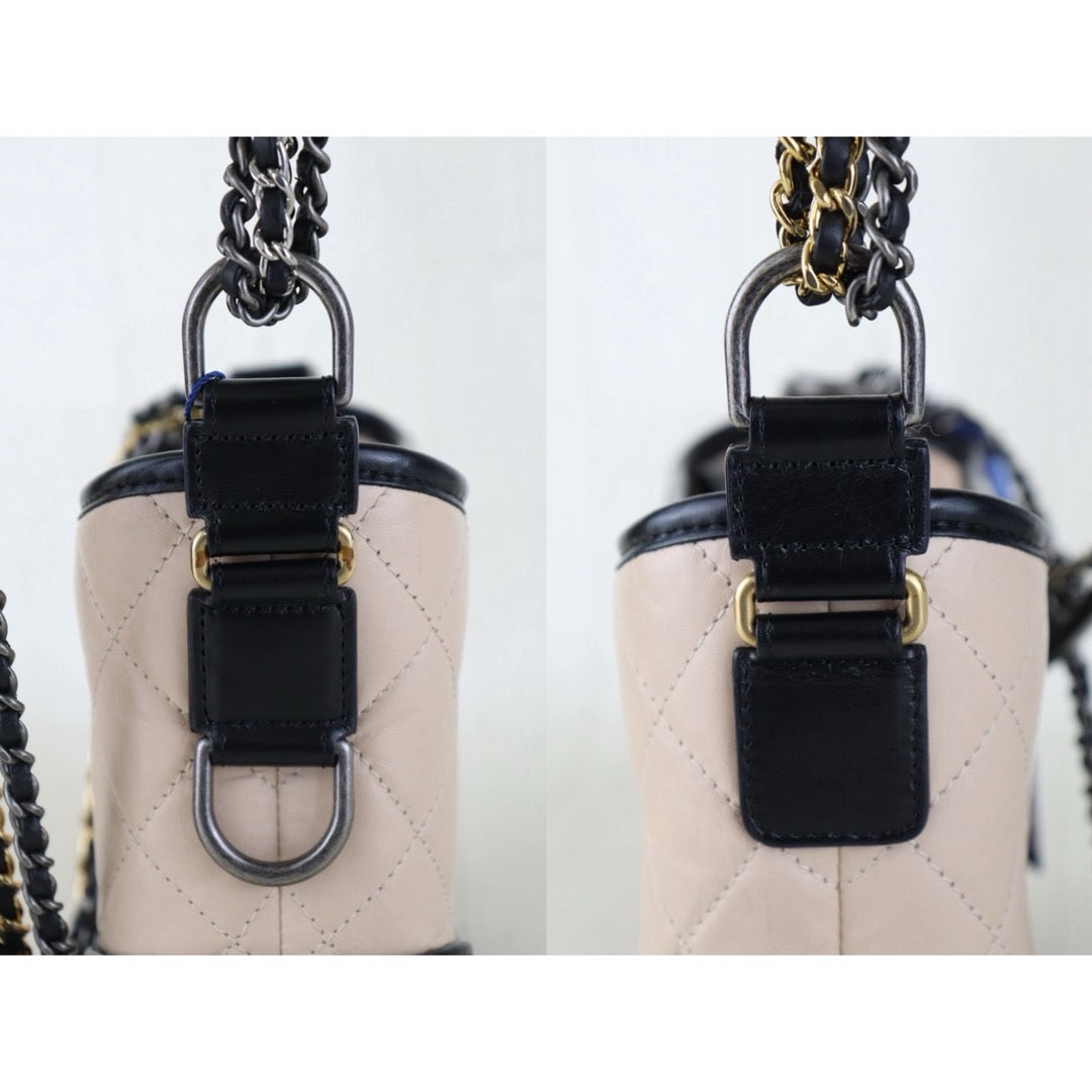 Include Entrupy Certificate of Authenticity｜Good ( Rank AB) ｜CHANEL Gabrielle Aged Calfskin Small Hobo Bag Shoulder Bag Made in 2018-2019 Year｜S26080108
