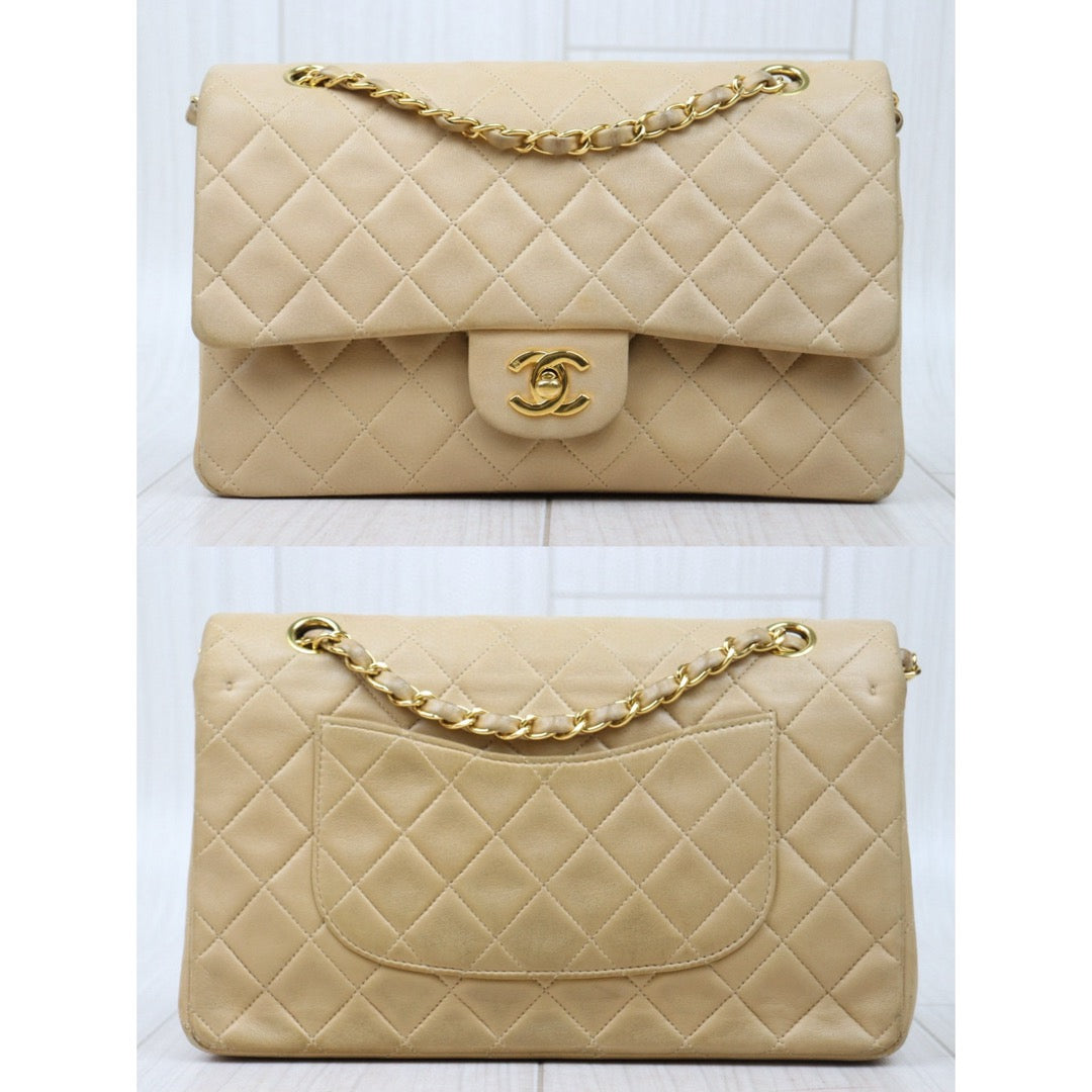 Good ( Rank AB)｜ CHANEL  Lamb Skin Beige Double Flap 25 Shoulder Bag Made in 1997-1999 Year ｜P25012204