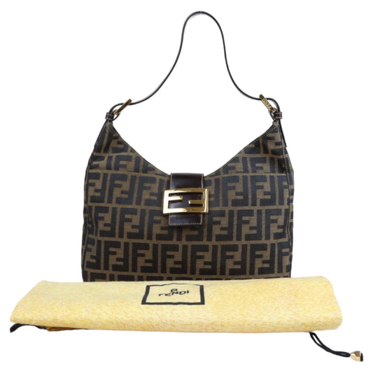 Rank A｜FENDI Zucca Mamma Shoulder Bag Gold Hardware｜23102851
