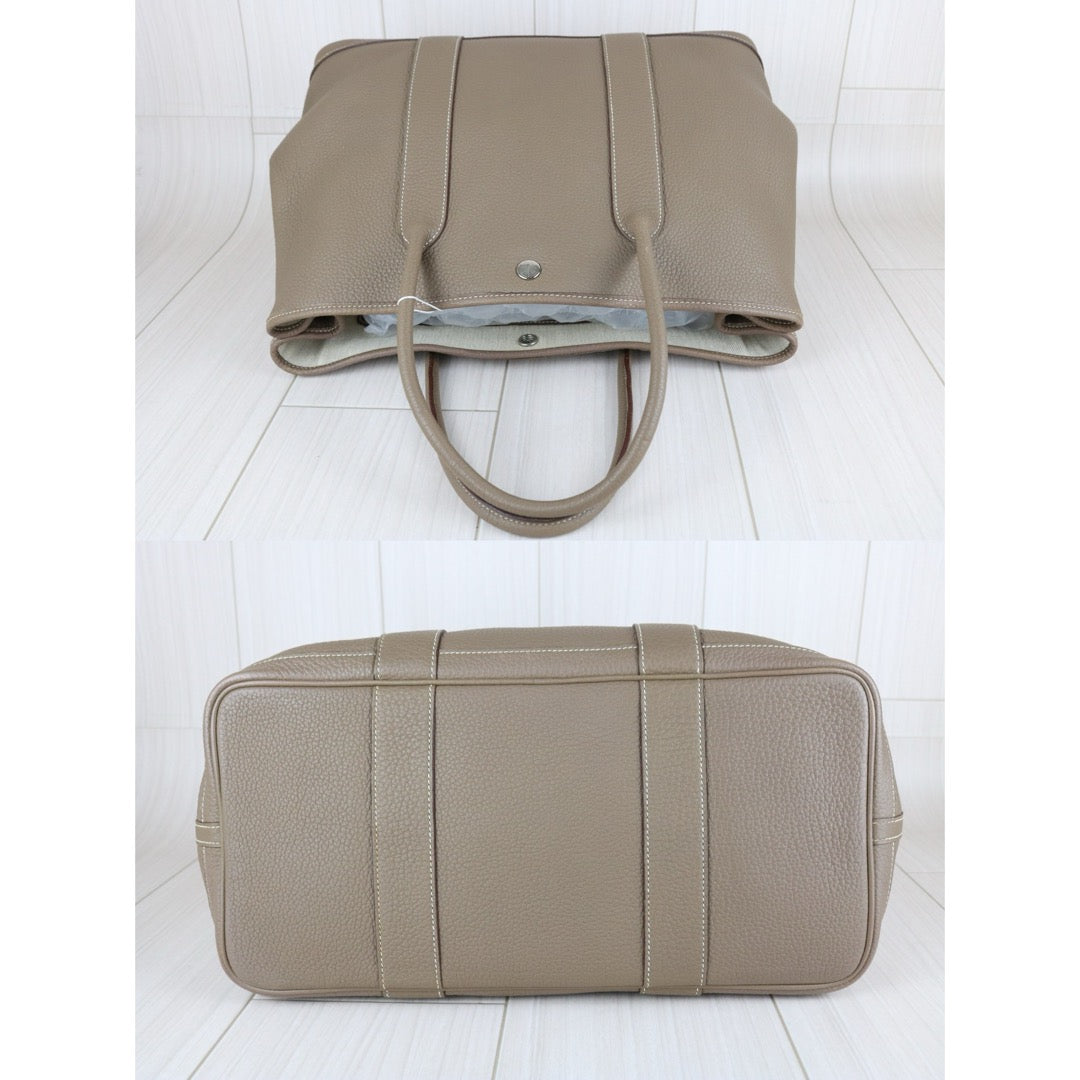 Good ( Rank AB)｜ HERMES Garden Party PM Taurillon Gray Handbag ◽︎O Stamp Made in 2011 Year ｜W25091101