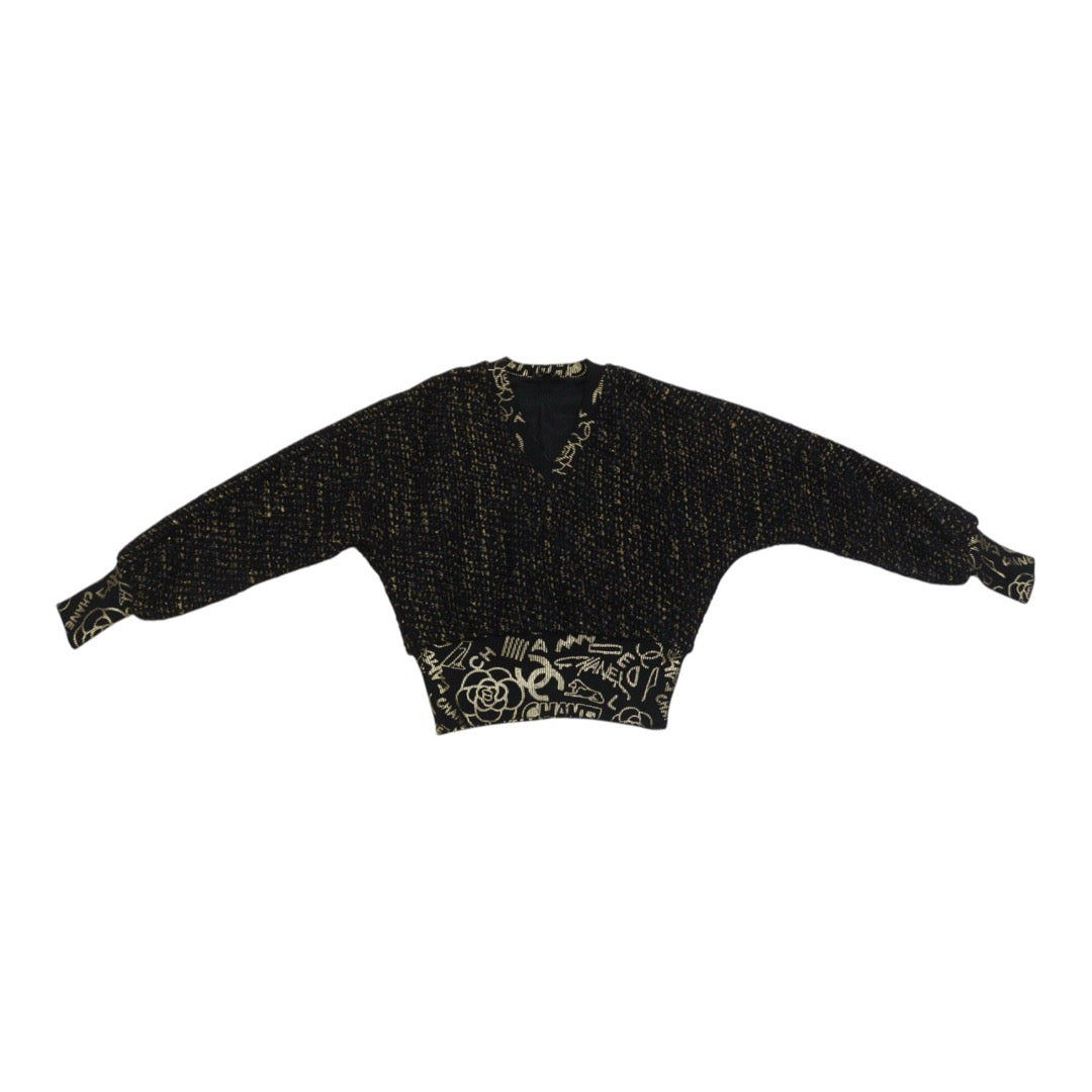 Very Good ( Rank A) ｜ CHANEL 19 Egypt Series Black Graffiti Wool Sweater 36 size  ｜W25102103