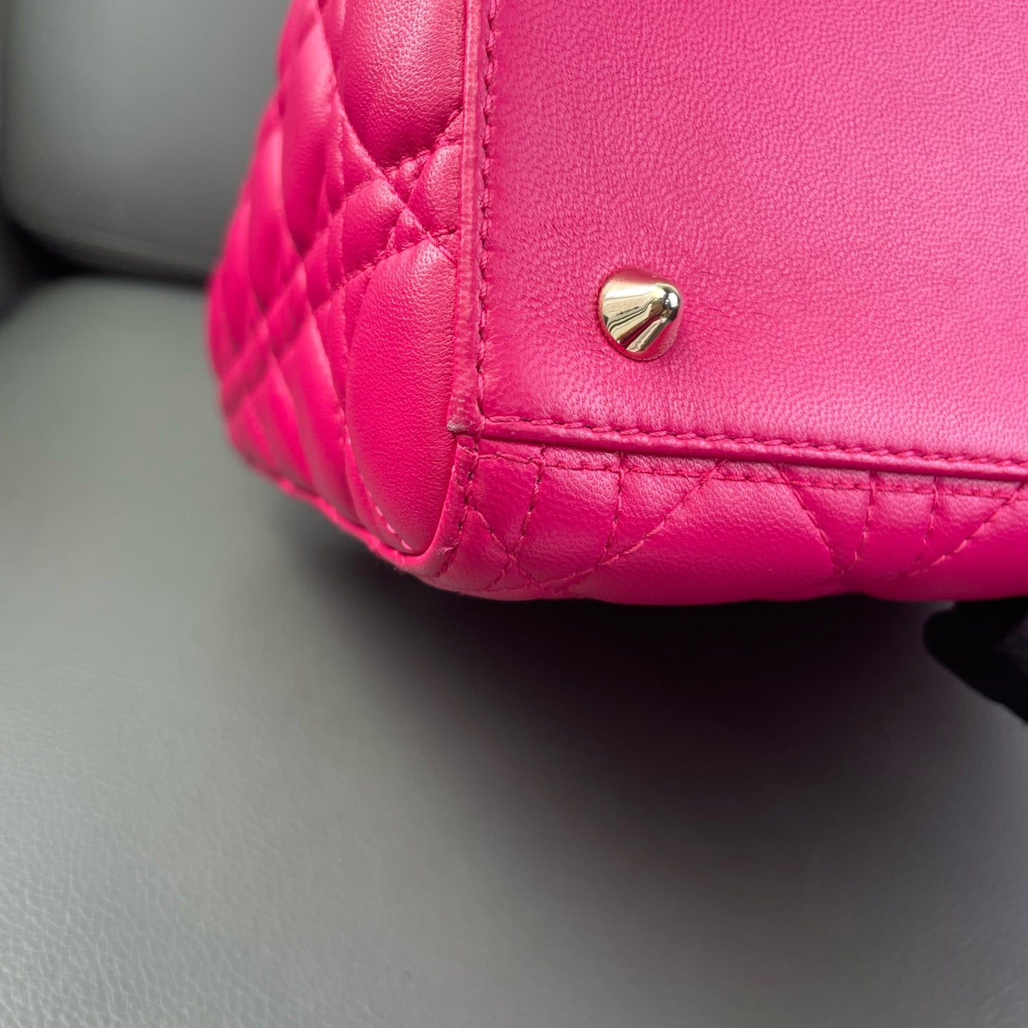 Very Good ( Rank A) ｜  Dior Lady Dior Lamb Skin 2WAY Shoulder Bag Handbag Pink