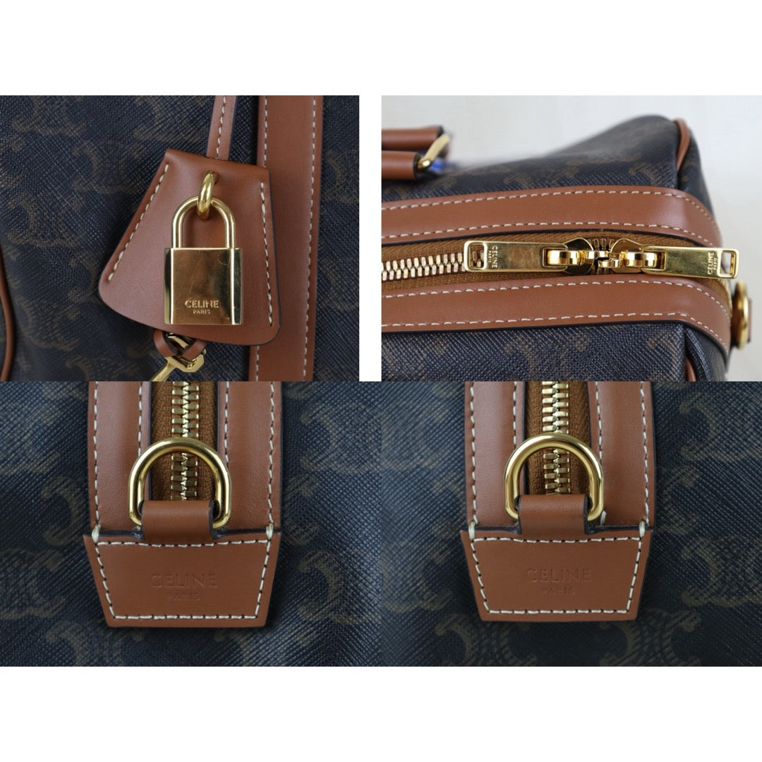 Include Entrupy Certificate of Authenticity｜Good ( Rank AB)｜ Celine Triomphe Boston Hand Bag Shoulder Bag｜S26090708