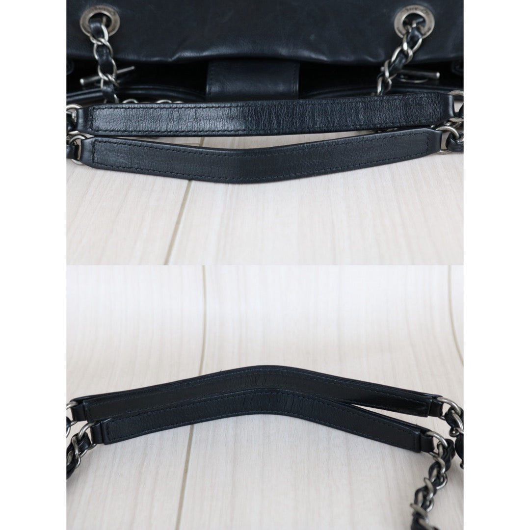 Include Entrupy Certificate of Authenticity｜Good ( Rank AB) ｜CHANEL Calf Leather Chain Tote Shoulder Bag Black Made in 2013-2014Year｜S26011102