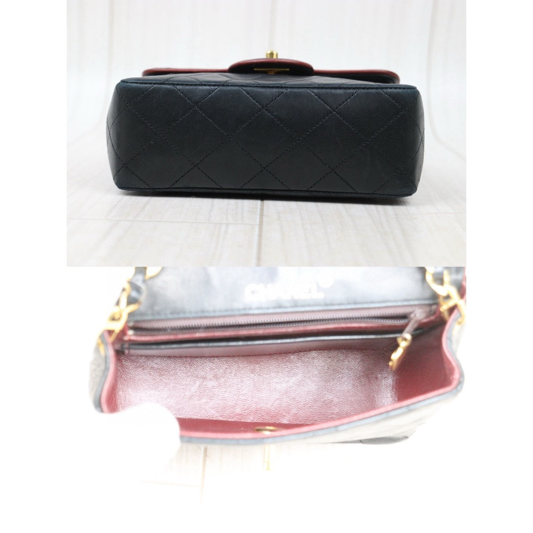 Good ( Rank AB)｜ CHANEL Lanbskin Square 17  Shoulder Bag Black Made In 1989～1991Year ｜P25012202