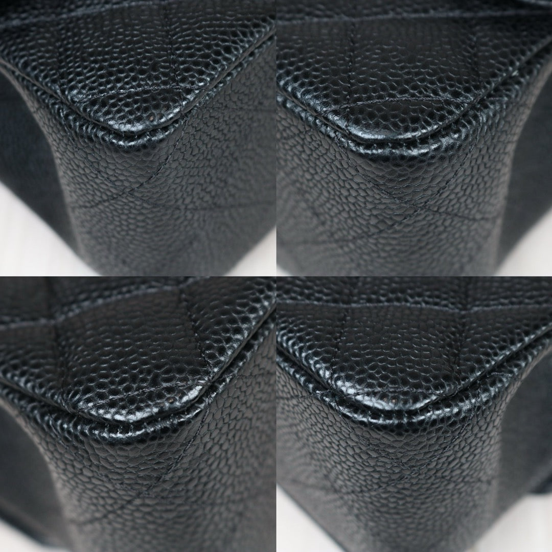 Excellent（Rank SA）｜ CHANEL Caviar Skin Matrasse Double Flap 25 Shoulder Bag Black Made In 2019Year  ｜S24080803