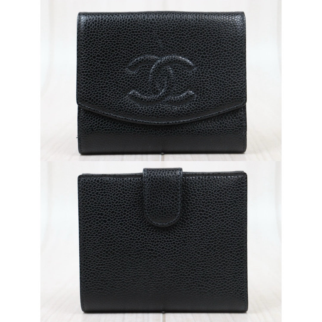 Very Good ( Rank A)｜CHANEL Caviar Skin Black  Wallet Made In 2003-2004 Year｜V24111410