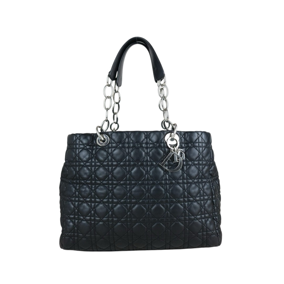 Include Entrupy Certificate of Authenticity｜Good ( Rank AB)｜  Dior Lamb Skin Large Lady Dior Tote Bag Black ｜S26053001