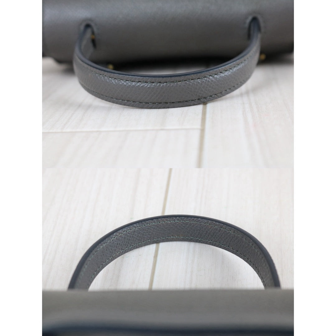 Include Entrupy Certificate of Authenticity｜Very Good ( Rank A)｜CELINE Calf Leather Belt Pico Handbag Shoulder Bag Etoupe Gray｜X26051807