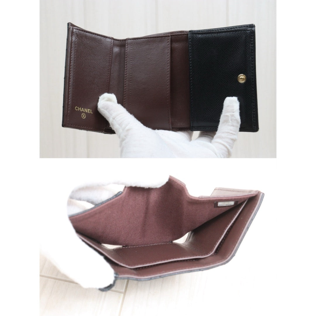 Very Good ( Rank A)｜Full Set Chanel Caviar Skin Black Wallet Made In 2022-2023 Year ｜26022006