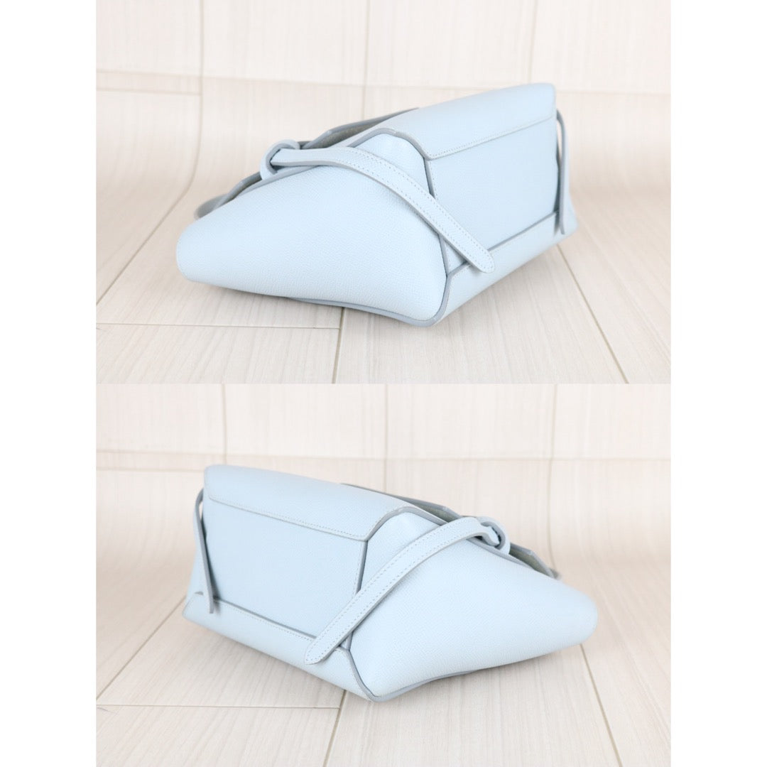 Very Good ( Rank A)｜CELINE Calf Leather  Belt Nano Handbag Shoulder Bag Soft Blue｜X25112309