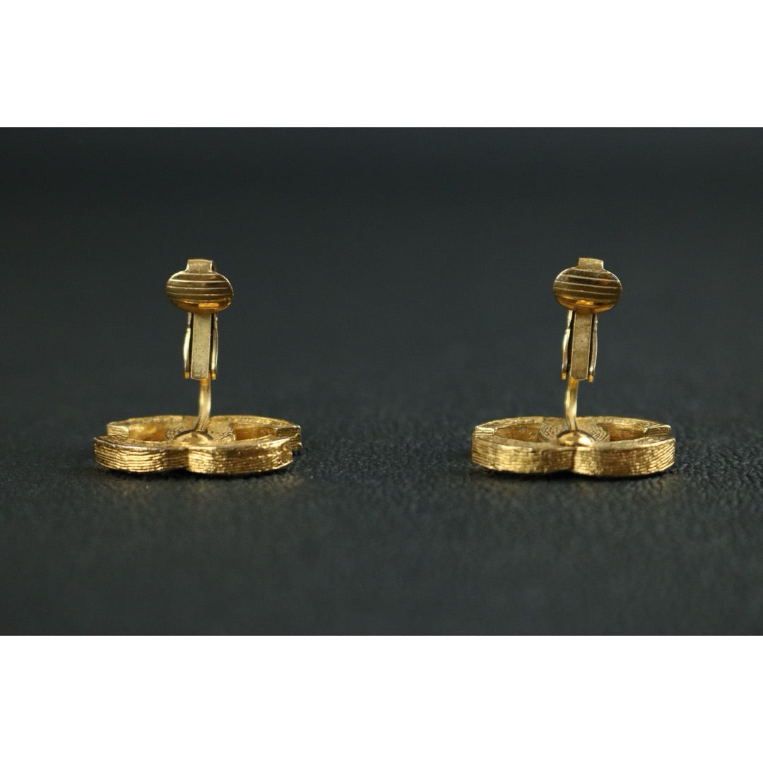 Include Authentic Detective Certificate of Authenticity｜Very Good ( Rank A) ｜ CHANEL  Coco Mark Golden Plated Rhinestone  Earrings ｜26070301