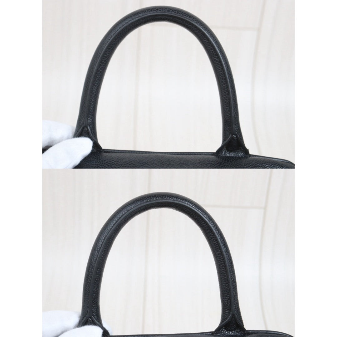 Include Entrupy Certificate of Authenticity｜Good ( Rank AB) ｜CHANEL Caviar Skin Calf Leather Bowling HanBag Made in 2004-2005 Year｜26091002