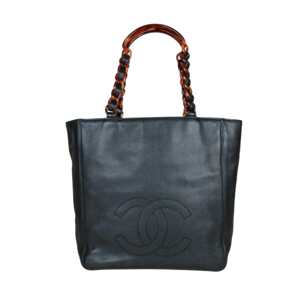 Very Good ( Rank A) ｜ CHANEL Caviar Skin Tortoiseshell ToteBag Black Made In 2002-2003Year  ｜S24072104