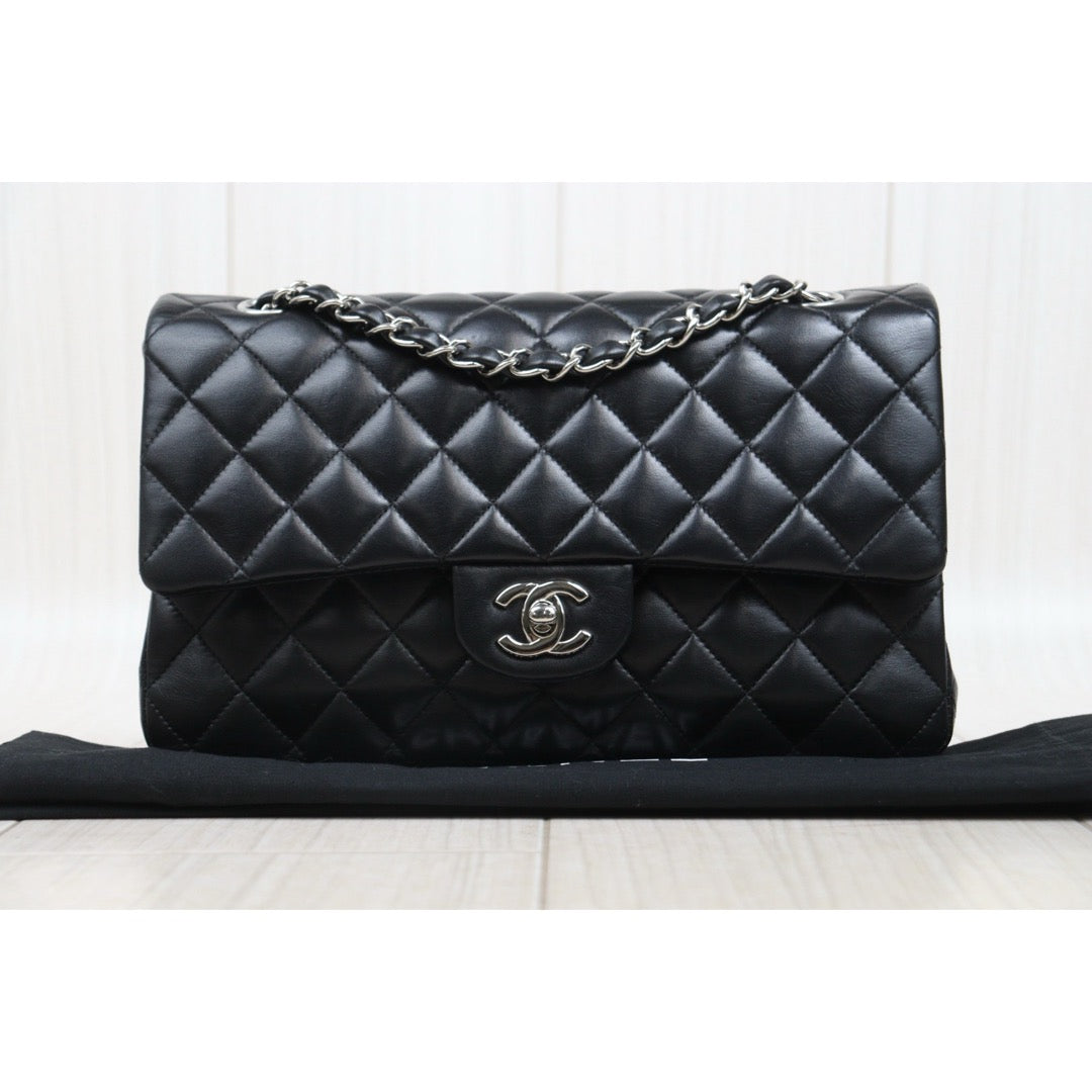 Very Good ( Rank A)｜ CHANEL Lamb Skin Matrasse Double Flap 25 Shoulder Bag  Black Made In 2008-2009Year｜S25062504