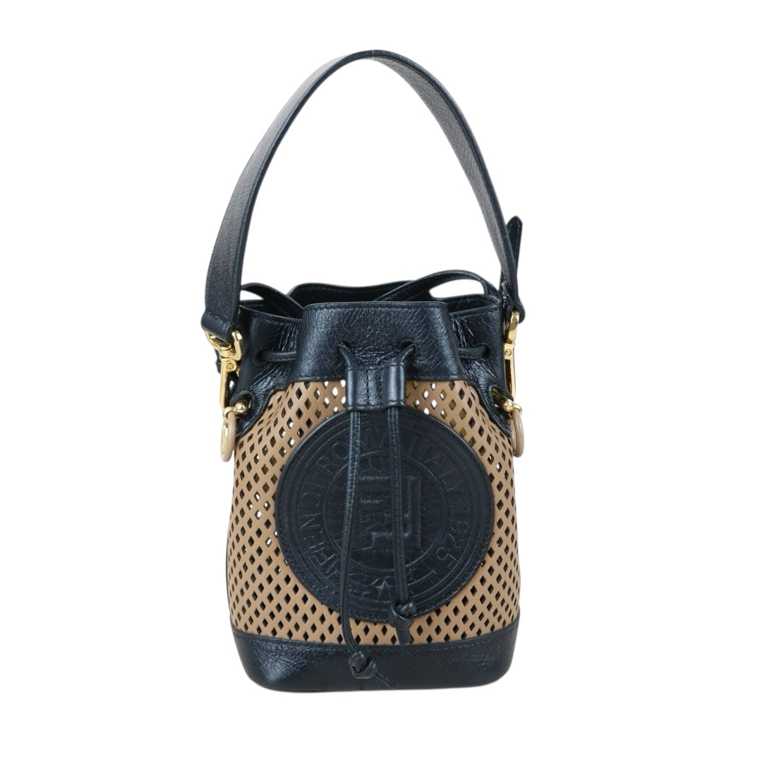 Include Entrupy Certificate of Authenticity｜Good ( Rank AB)｜ FENDI Perforated Mini Mon Tresor Bucket Bag｜X26070607