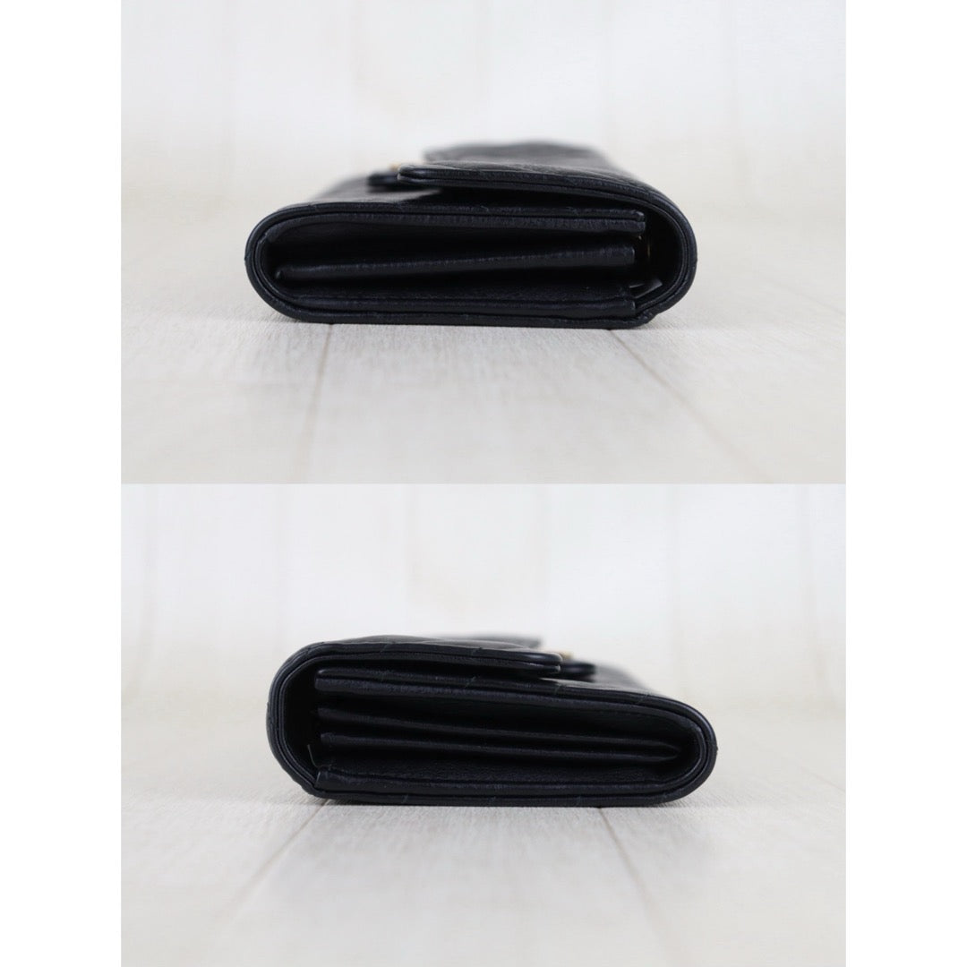 Include Entrupy Certificate of Authenticity｜Very Good ( Rank A)｜CHANEL Calf Skin Black Long Wallet Made In 2016-2017Year｜S26053007