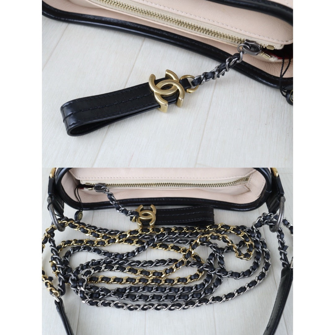 Include Entrupy Certificate of Authenticity｜Excellent（Rank SA） ｜ CHANEL Calf skin Gabrielle Small Shoulder Bag Black and Beige Made In 2019 Year｜Z26101204