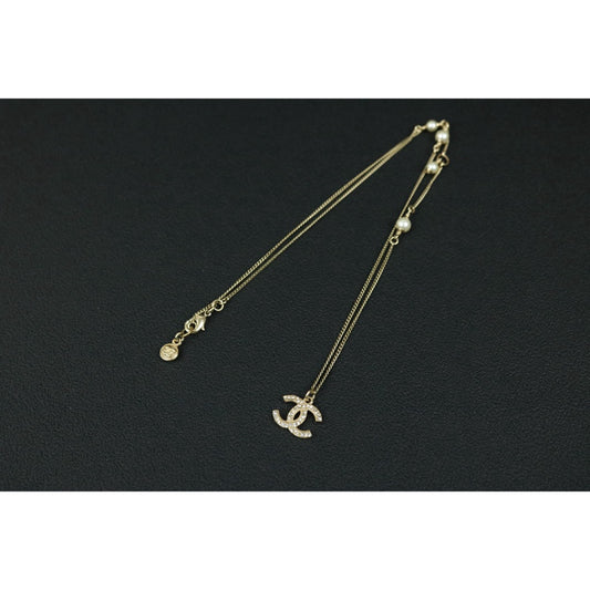 Include Authentic Detective Certificate of Authenticity｜Very Good ( Rank A) ｜ CHANEL A17S Coco Mark  Pearl Rhinestone Choker  Necklace｜S26062511