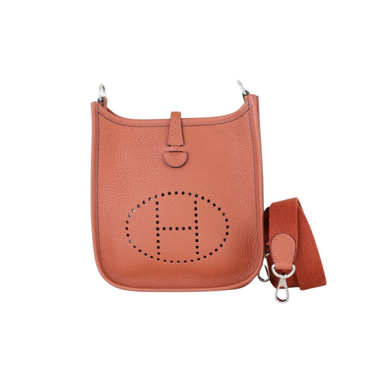 Include Entrupy Certificate of Authenticity｜Very Good ( Rank A)｜ Full Set HERMES Clemence Leather Mini Evelyn 16 Shoulder Bag Potiron D Stamp Made In 2019Year｜X26030702