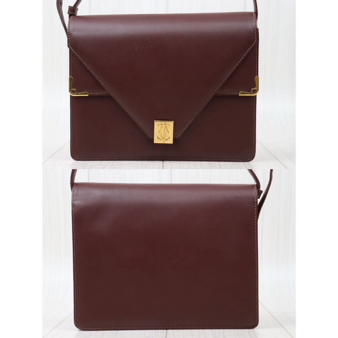 Rank A ｜ Cartier Trinity Bordeaux Leather  Shoulder Bag｜24060318