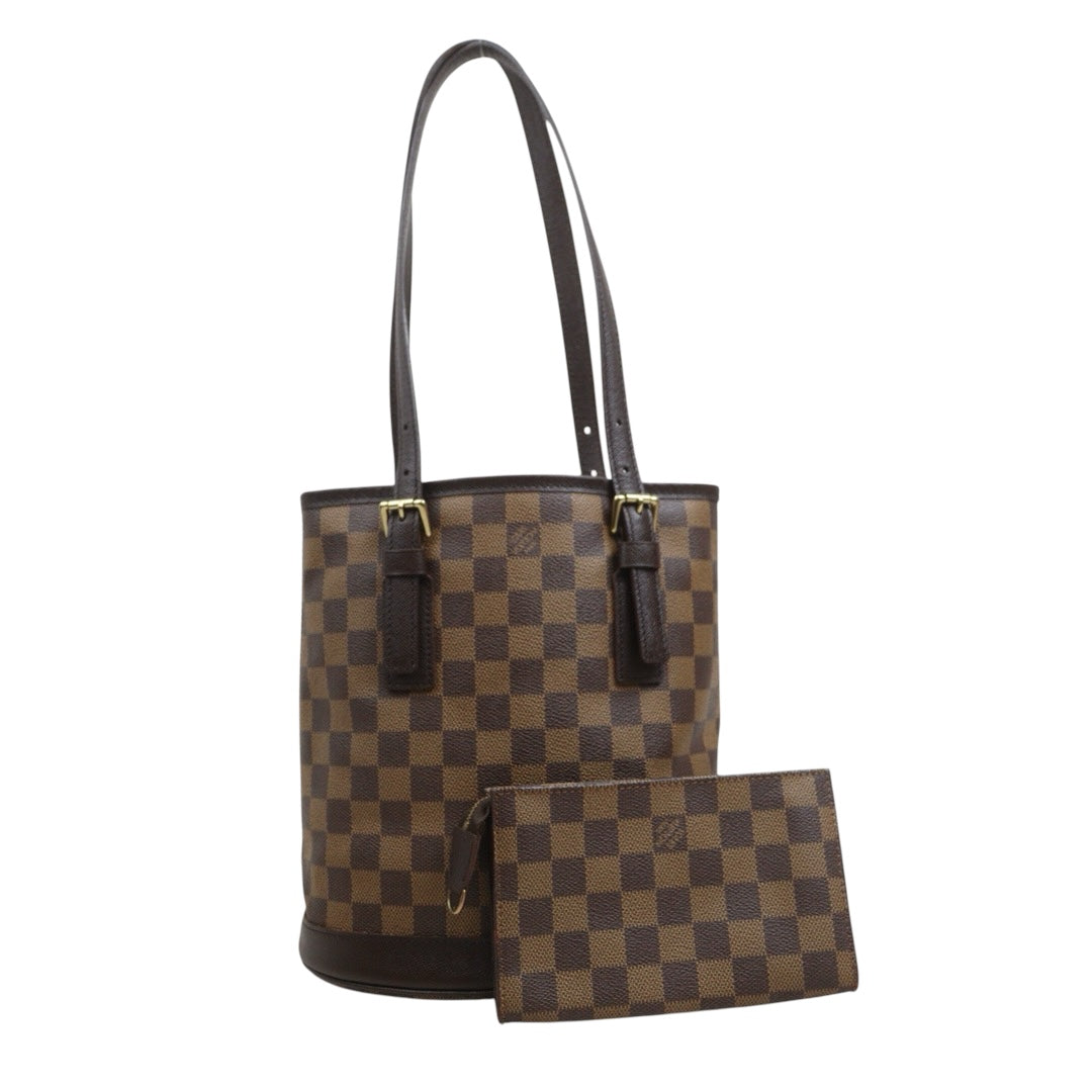 Include Entrupy Certificate of Authenticity｜Good ( Rank AB)｜ Louis Vuitton Damier Ebene Marais Bucket PM Shoulder Strap｜26100105