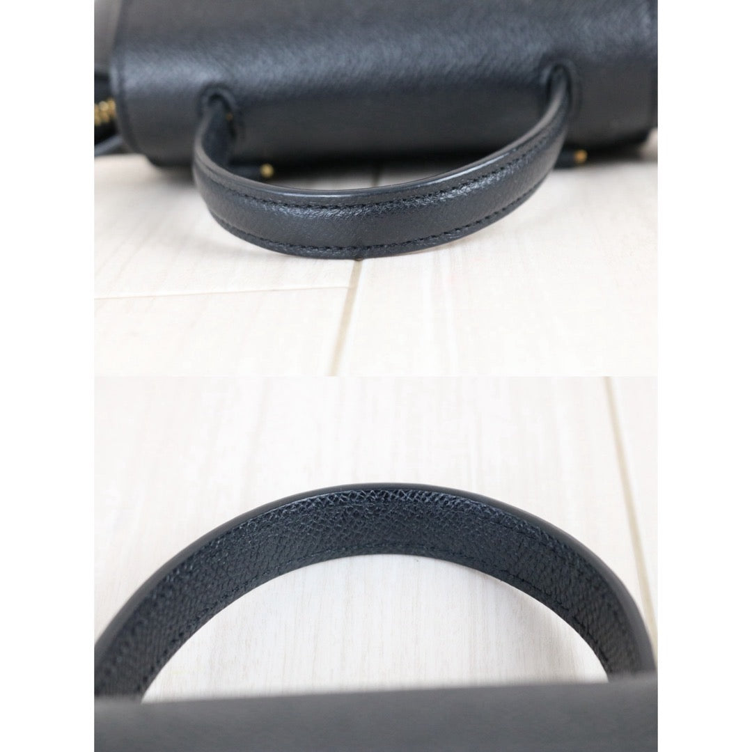 Include Entrupy Certificate of Authenticity｜Good ( Rank AB)｜CELINE Calf Leather  Belt Nano Handbag Shoulder Bag Black｜X26072549