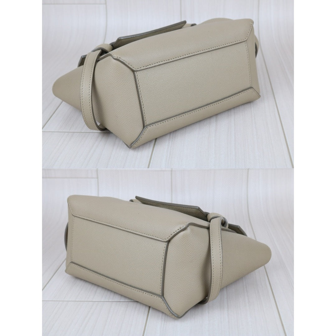 Very Good ( Rank A)｜CELINE Leather Calf Belt Nano Handbag Shoulder Bag Beige｜B25041506