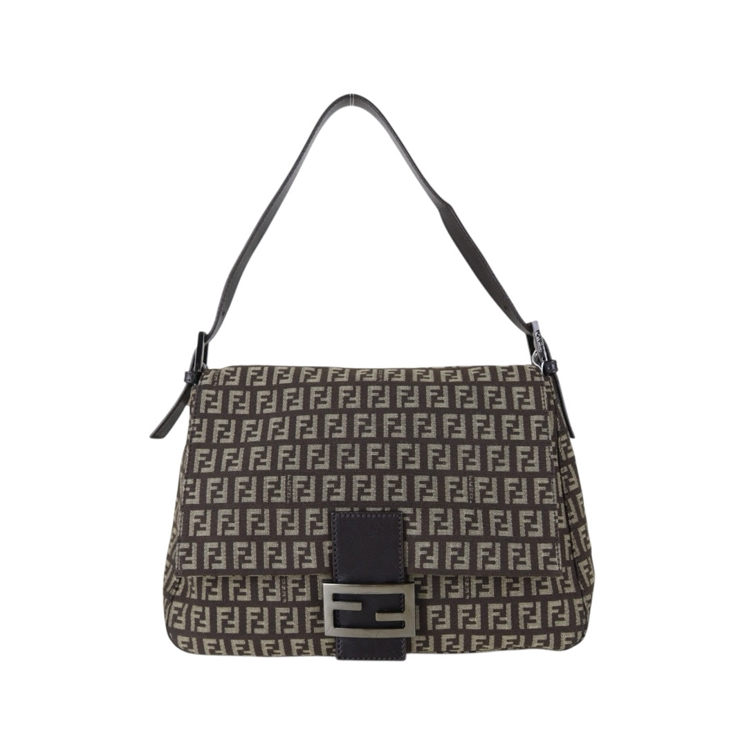 Include Entrupy Certificate of Authenticity｜Good ( Rank AB)｜ FENDI Zucca Mamma Baguette Shoulder Bag Brown｜S26082302